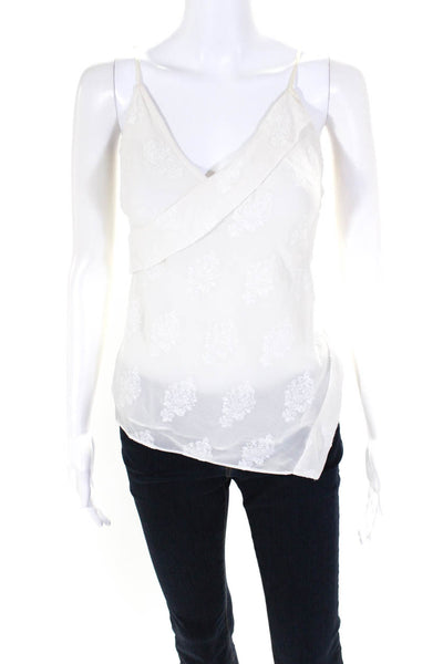 Theory Womens Silk Sheer Textured Sleeveless Hanky Hem Blouse Top White Size S
