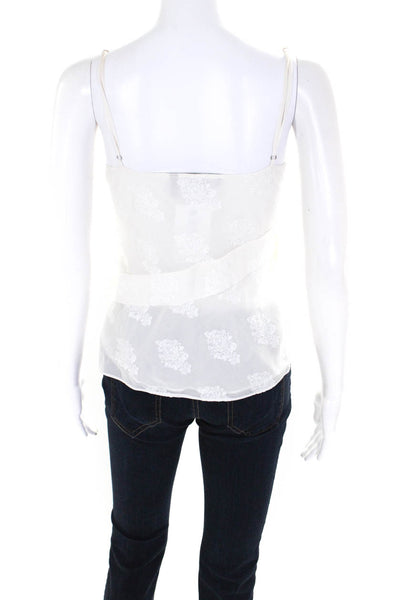 Theory Womens Silk Sheer Textured Sleeveless Hanky Hem Blouse Top White Size S