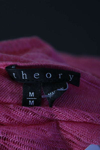 Theory Women's Long Sleeve Scoop Neck Blouse Hot Pink Size M