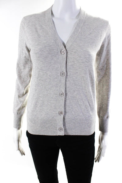 Minnie Rose Womens Gray V-Neck Long Sleeve Cardigan Sweater Top Size XS