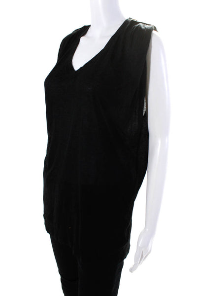 Robert Rodriguez Black Label Women's Sleeveless V-neck Sheer Blouse Black Size S