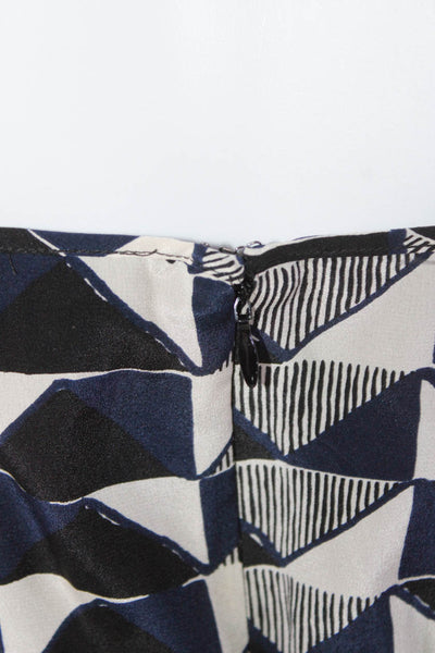 Madewell Womens Silk Geometric Print V-Neck Zip Up Mini Cami Dress Beige Size 2
