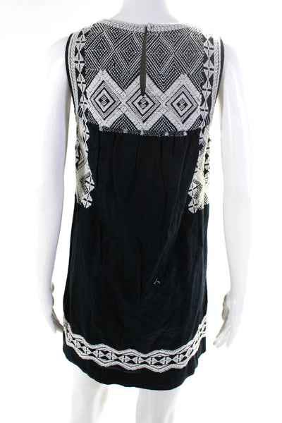 Madewell Womens Embroidered Geometric Print Sleeveless Dress Navy Size XS