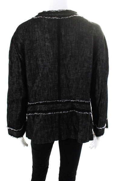 Lafayette 148 New York Womens Linen Button Down Jacket Black Size Small