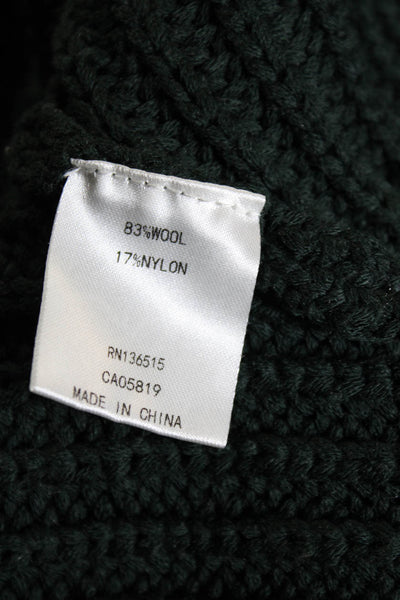 One Grey Day Womens Wool Long Sleeve Rib Knit Hooded Sweater Dark Green Size XS