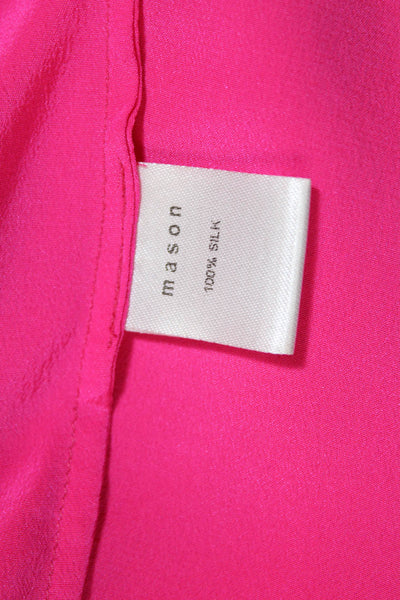 Mason Womens Silk Sleeveless Asymmetrical V-Neck Blouse Top Hot Pink Size 0
