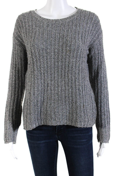 Alice + Olivia Womens Long Sleeve Rib Knit Pullover Sweater Top Gray Size XS