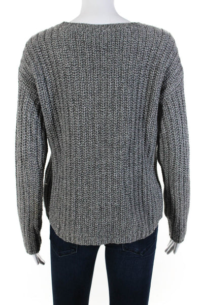 Alice + Olivia Womens Long Sleeve Rib Knit Pullover Sweater Top Gray Size XS