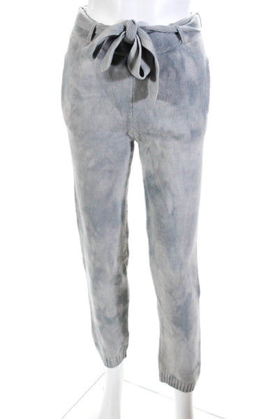 Cotton Citizen Womens Two Toned Tie Dye Belted Tapered Pants Blue White Size XS