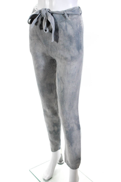 Cotton Citizen Womens Two Toned Tie Dye Belted Tapered Pants Blue White Size XS