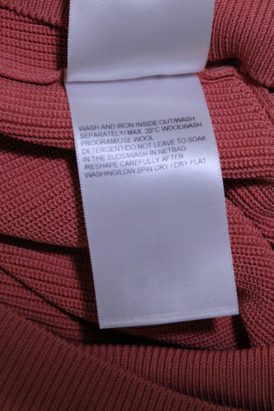 Escada Sport Womens Cotton Short Sleeve Rib Knit V-Neck Blouse Top Orange Size S