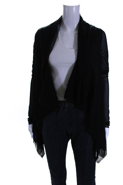 Twin Set Simona Barbieri Womens Sheer Asymmetrical Open Cardigan Black Size S
