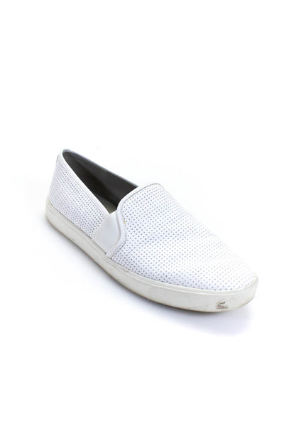 Vince Womens Textured Print Leather Elastic Flat Slip On Shoes White Size 9.5