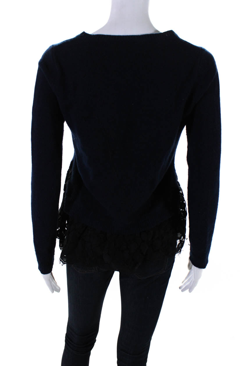 Autumn Cashmere Women s Crewneck Long Sleeves Lace Peplum Sweater