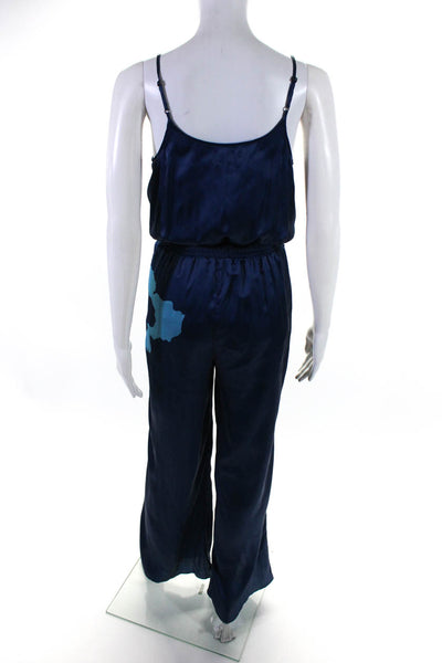 Letarte Handmade Women's V-Neck Spaghetti Straps Jumpsuit Blue Size XS