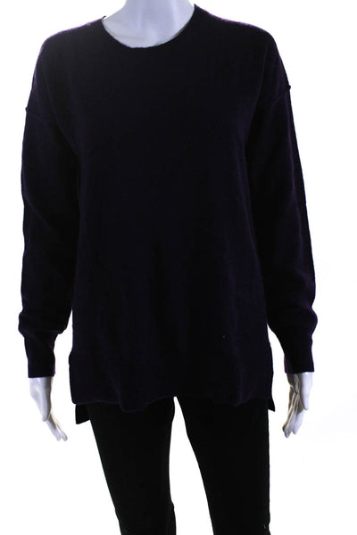 Aqua Women's Crewneck Long Sleeves Pullover Cashmere Sweater Purple Size M