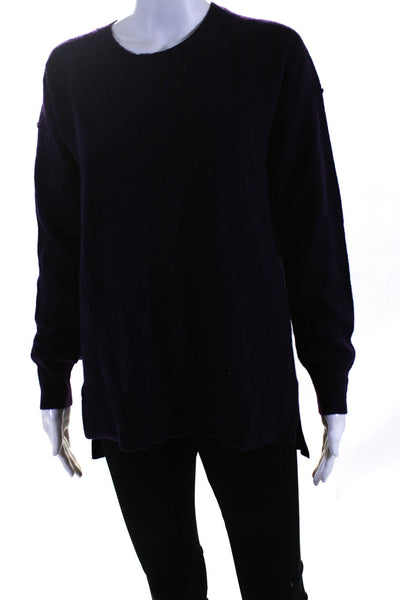 Aqua Women's Crewneck Long Sleeves Pullover Cashmere Sweater Purple Size M