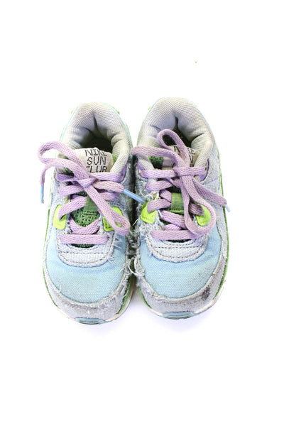 Nike Girls Lace Up Fringe Air Max Sneakers Blue Gray Purple Canvas Size 7.5