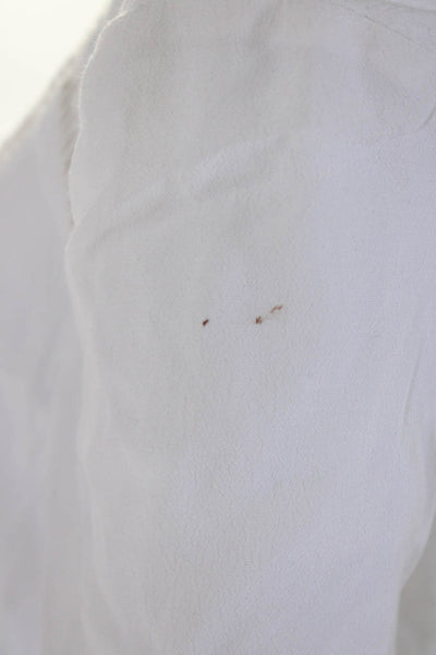 Suncoo Womens Knit Trim Long Sleeves Ruffled Bottom Blouse White Size 0