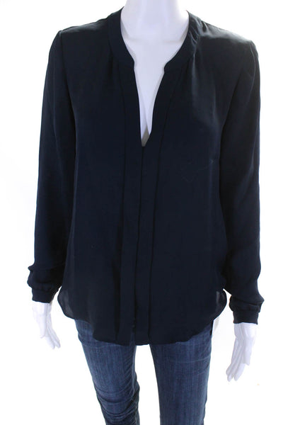 Theory Womens Long Sleeves Ruisa Blouse Navy Blue Size Small
