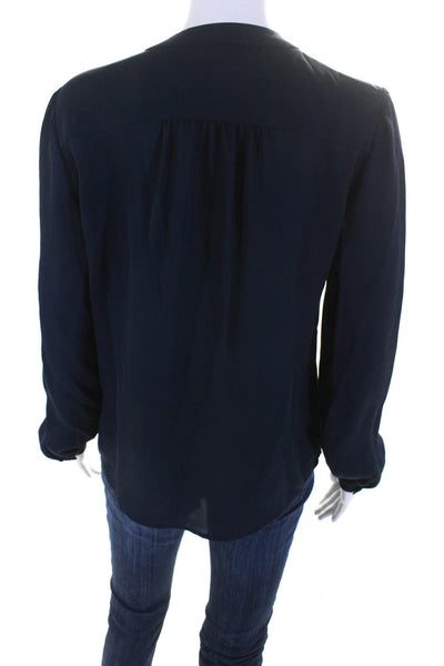 Theory Womens Long Sleeves Ruisa Blouse Navy Blue Size Small