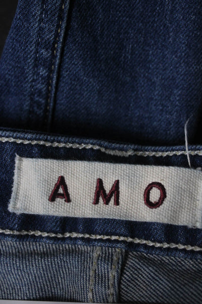 Amo Womens Chloe Crop Passionate Jeans Blue Cotton Size 24