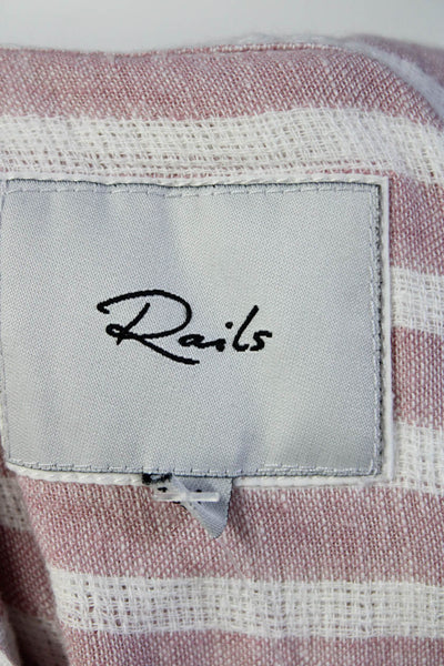 Rails Women's Linen Sleeveless Striped Blouson Dress Pink Size M