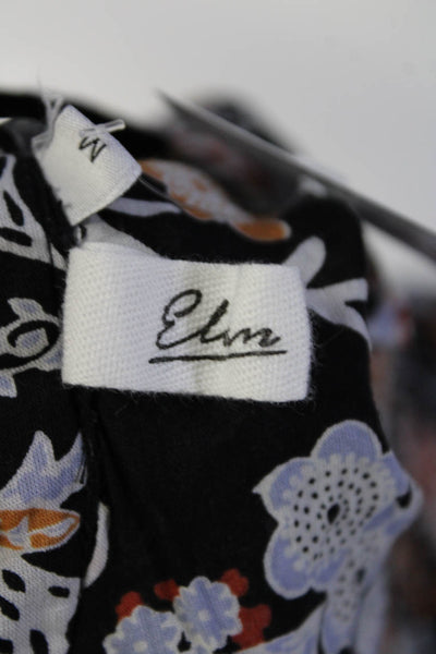 Elan Women's Cotton Floral Print Long Sleeve V-Neck Blouse Multicolor Size M