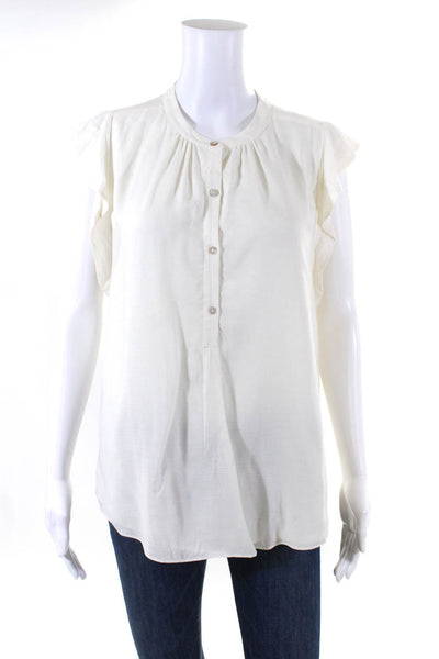 Hatch Womens Sleeveless High Neck Button Up Maternity Top Blouse Ivory Size 2