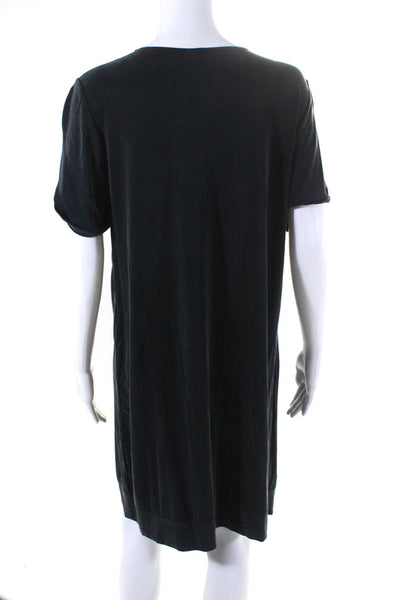 Anthropologie Women's V-Neck Short Sleeves A-Line Midi Dress Black Size M