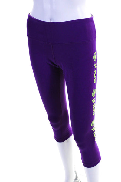 Lululemon Womens Graphic Print Darted Cropped Athletic Leggings Purple Size S