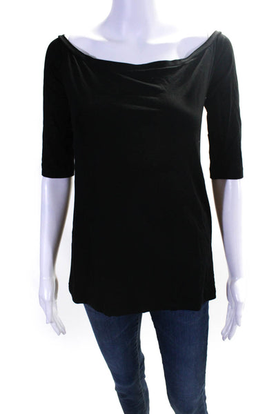 D. Exterior Womens Off-the-Shoulder 3/4 Sleeve Pullover T-Shirt Black Size M