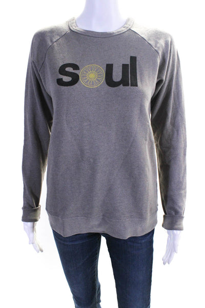 Soul Cycle Womens Cotton Graphic Long Sleeve Pullover Sweatshirt Beige Size S