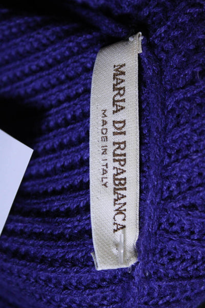 Maria Di Ripabianca Womens Ribbed High Collar Open Front Cardigan Purple Size M
