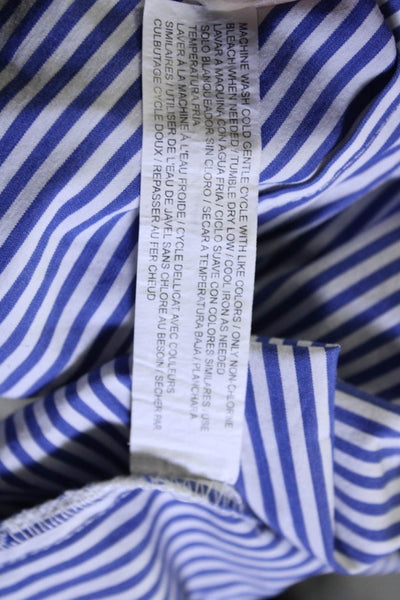 Draper James X ELOQUII Womens Blue Striped Short Sleeve Blouse Top Size XL