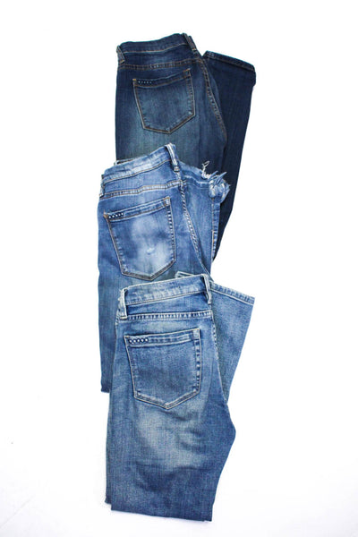BLANKNYC Womens Zip Fly Button Closure Mid-Rise Bootcut Jeans Blue Size 27 Lot 3