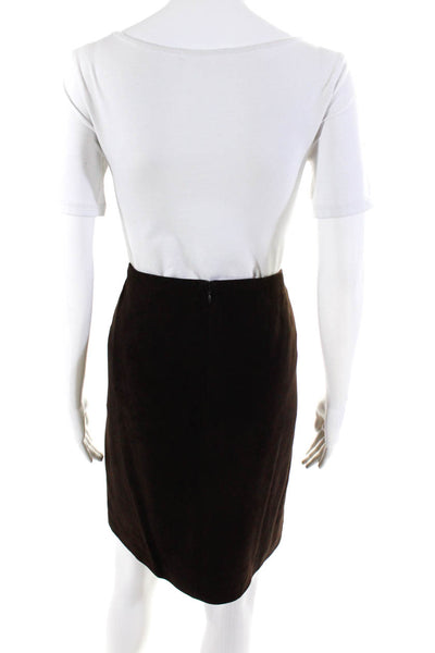 Ellen Tracy Company Womens Suede Skirt Brown Size 16