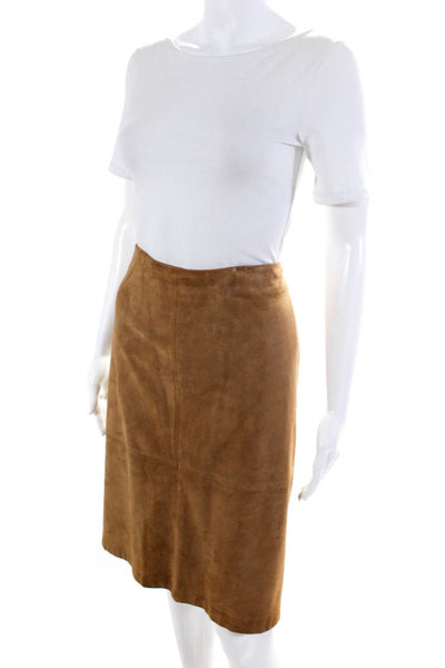 Real Clothes Womens Suede Knee Length A Line Skirt Brown Size 16