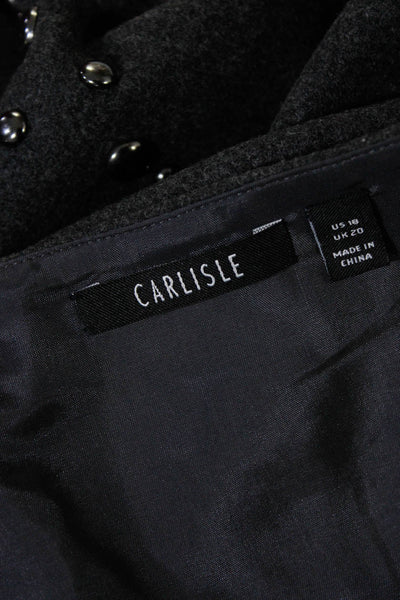 Carlisle Womens Beaded Knee Length Skirt Gray Wool Blend Size 18