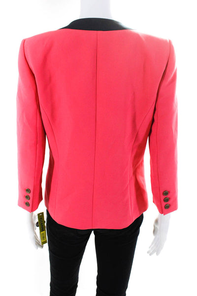 Gianni Bini Womens Colorblock Long Sleeved V Neck Button Blazer Pink Navy Size 4