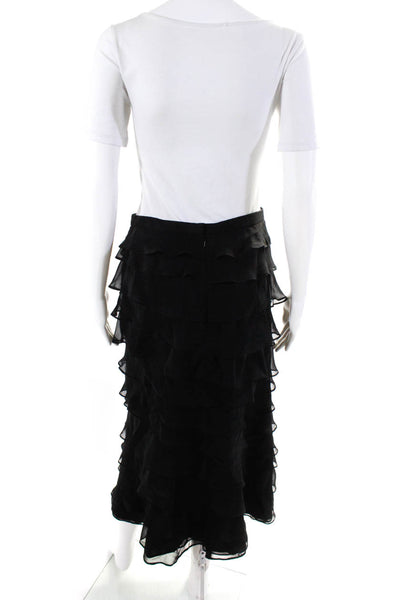 Adrianna Papell Womens Tiered Ruffled Zippered Slim Midi Skirt Black Size 8