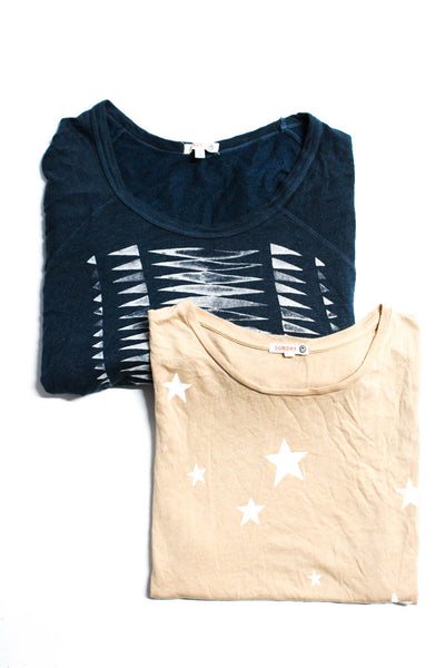 Sundry Womens Star Tank Top Printed Tee Shirt Brown Blue Size 1 3 Lot 2