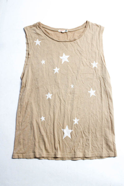 Sundry Womens Star Tank Top Printed Tee Shirt Brown Blue Size 1 3 Lot 2
