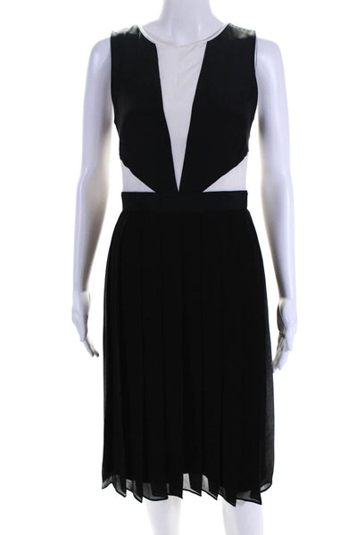 Paul Smith Womens 100% Silk Colorblock Sleeveless Dress Black White Size 40