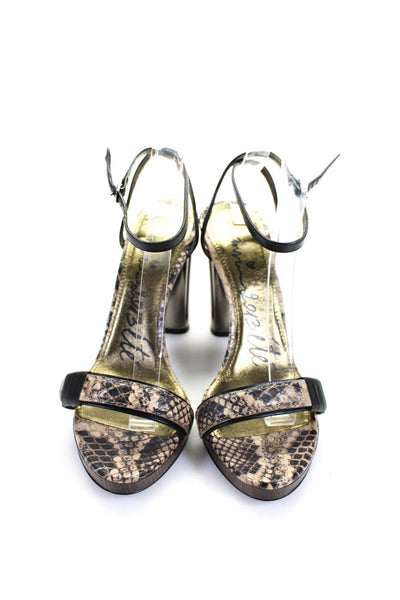 Sam Edelman Women's Animal Print Block Heel Platform Sandals Beige Size 38.5