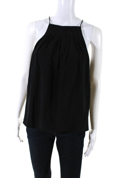 Tibi Women's Sleeveless Silk Tank Top Blouse Black Size 00