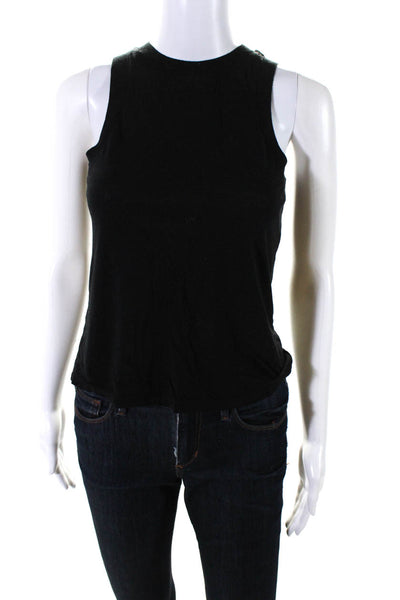 Vince Womens Crew Neck Boxy Tank Top Black Cotton Size Extra Small