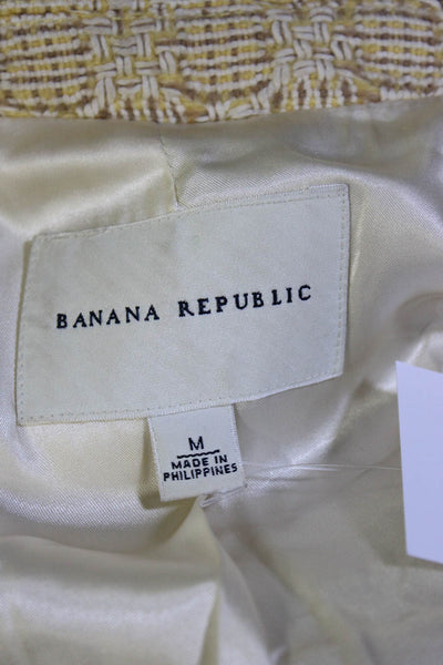 Banana Republic Womens Button Front Belted Long Coat Beige White Size Medium