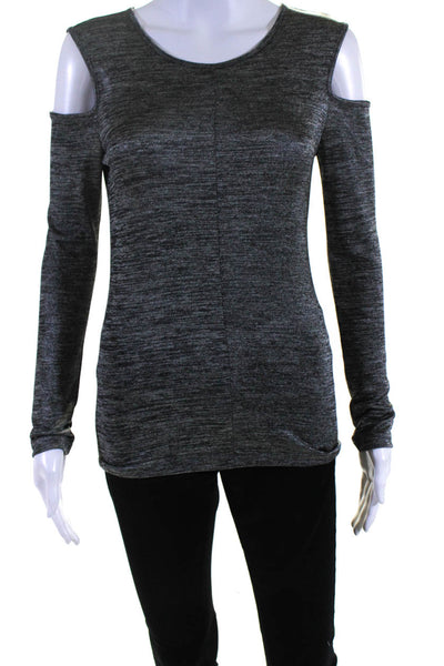 Rag & Bone Womens Back Zip Scoop Neck Cold Shoulder Shirt Gray Size Small