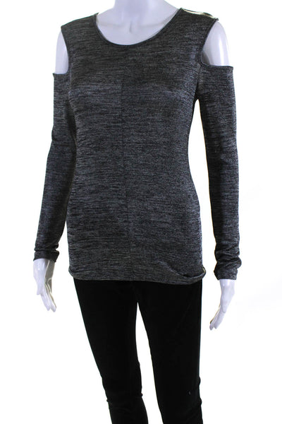 Rag & Bone Womens Back Zip Scoop Neck Cold Shoulder Shirt Gray Size Small